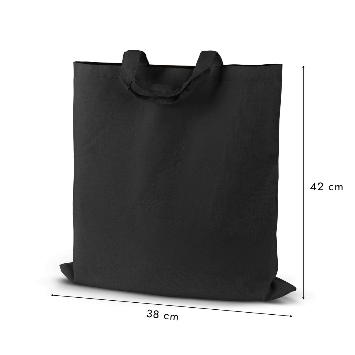Baumwolltasche Schwarz 380x420 mm 145 g Griff: 35 cm