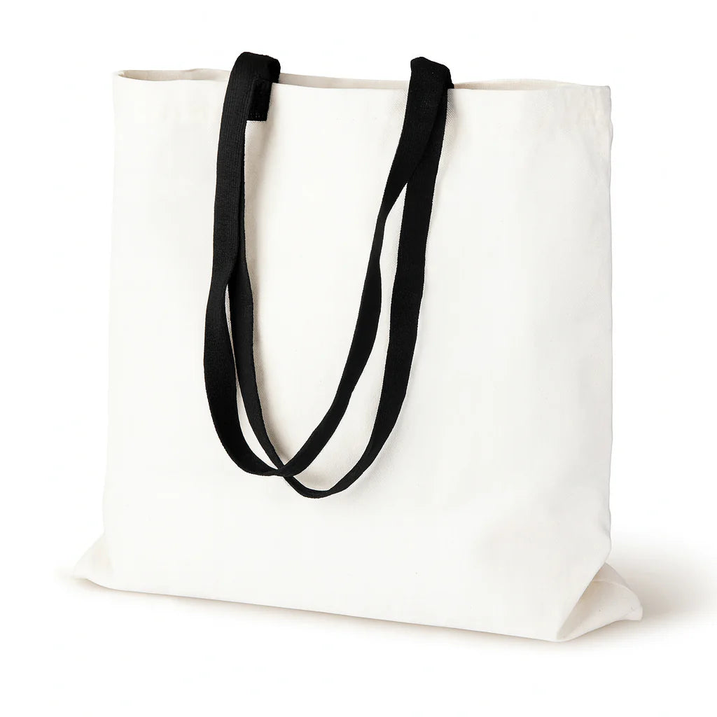 Baumwolltasche Weiß 380x420 mm 220 g schwarz Griff: 70 cm
