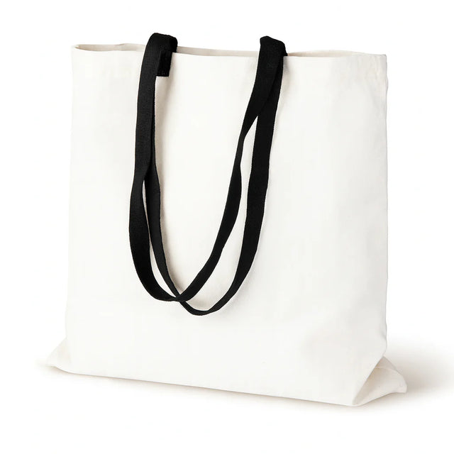 Baumwolltasche Weiß 380x420 mm 220 g schwarz Griff: 70 cm