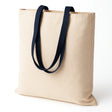 Baumwolltasche Ecru 380x420 mm 145 g dunkelblau Griff: 70 cm