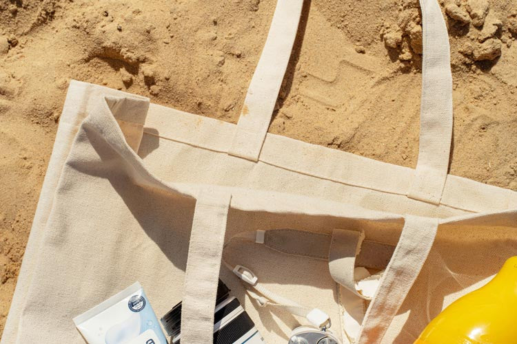 Baumwolltasche 38x8x8x42 cm Ecru SANDIEGO mit langem Henkel