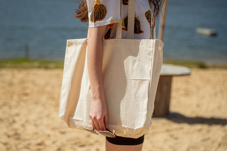 Baumwolltasche Ecru 380x80x80x420 mm Griff: 70 cm