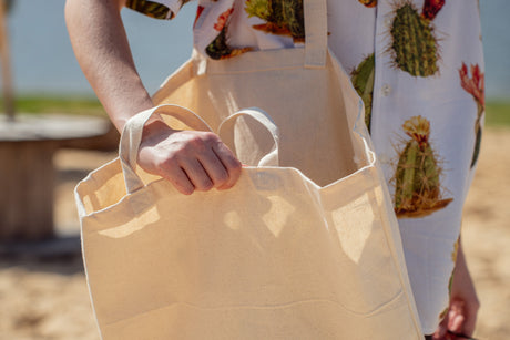 Baumwolltasche Ecru 380x80x80x420 mm Griff: 70 cm