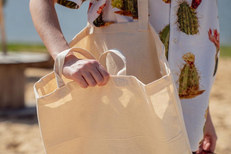 Baumwolltasche 38x8x8x42 cm Ecru SANDIEGO mit langem Henkel