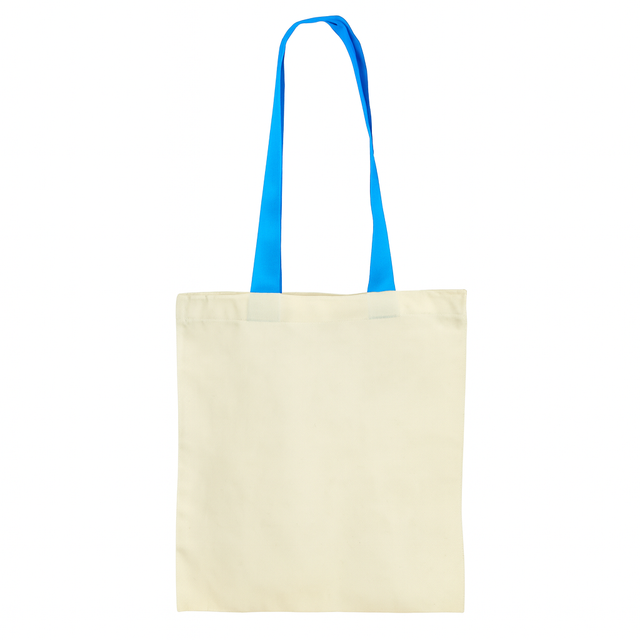 Ecru Baumwolltasche 36x40cm 220g/m2 mit verstärktem blauem Griff