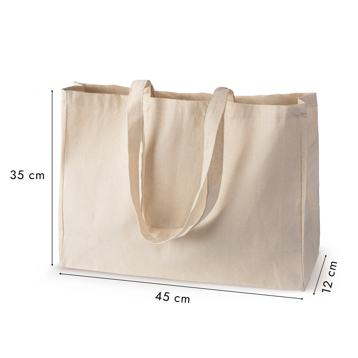 Baumwolltasche Ecru 450+120x120x350 mm Griff: 70 cm