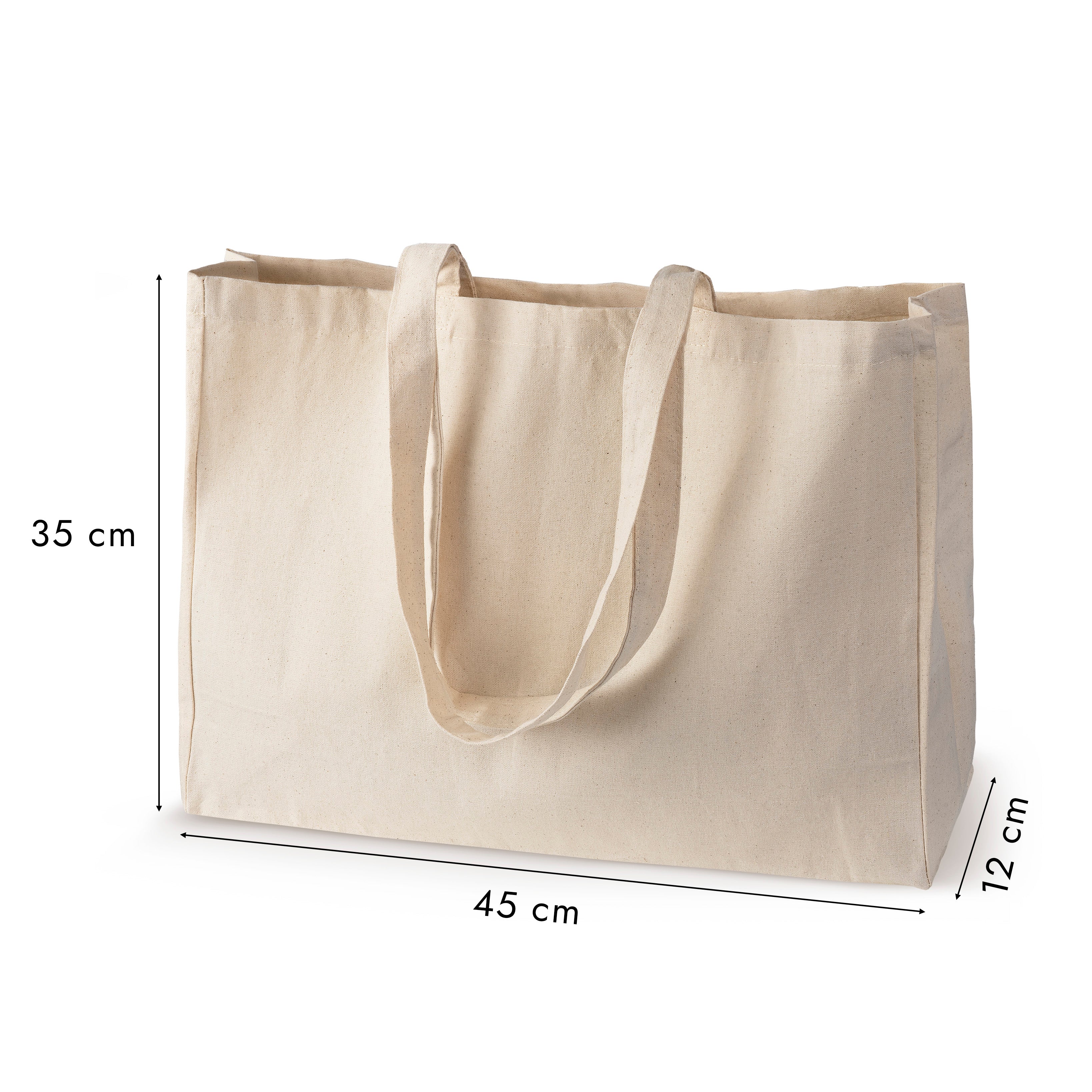 Baumwolltasche Ecru 450+120x120x350 mm Griff: 70 cm