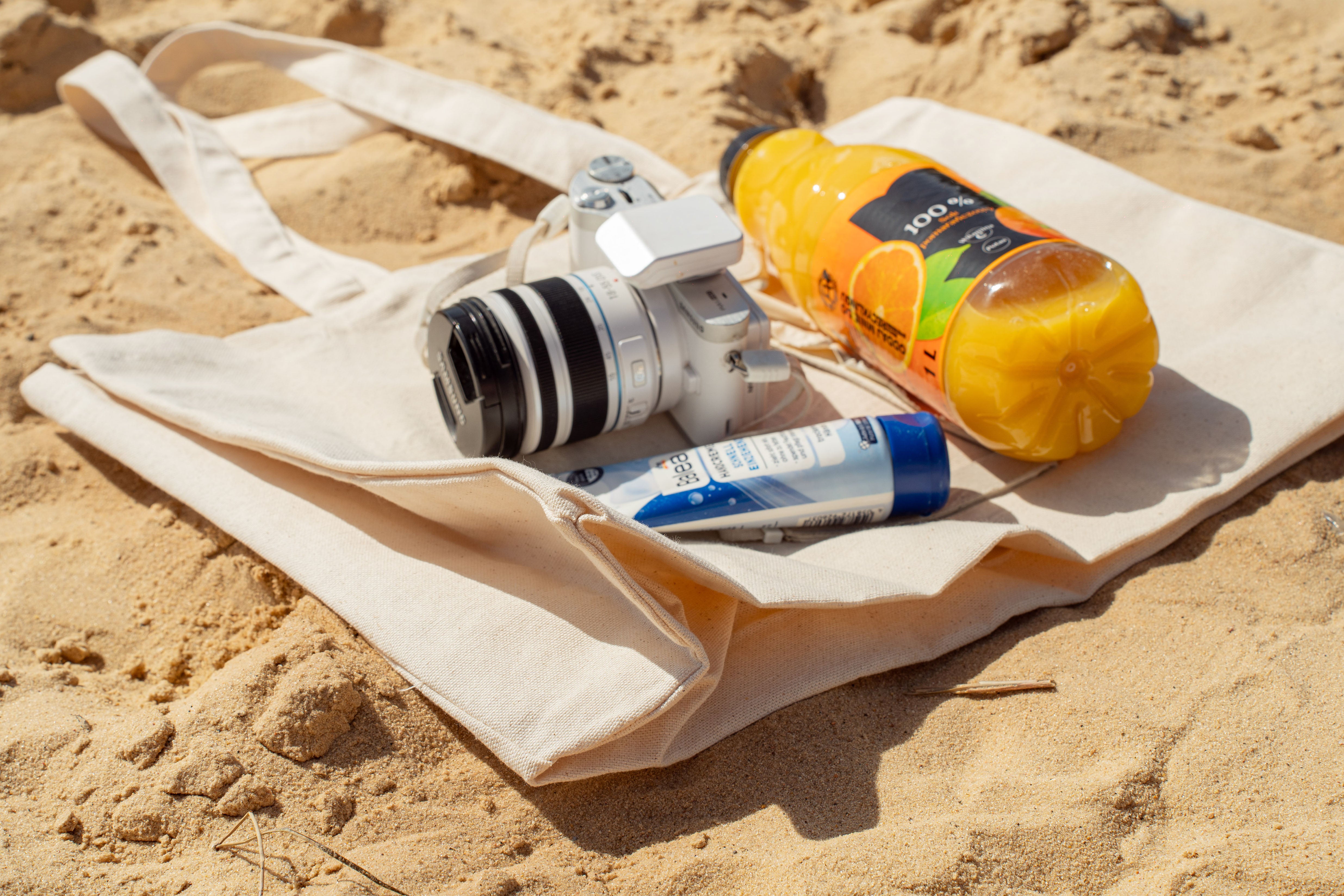 Baumwolltasche Ecru 450+120x120x350 mm Griff: 70 cm