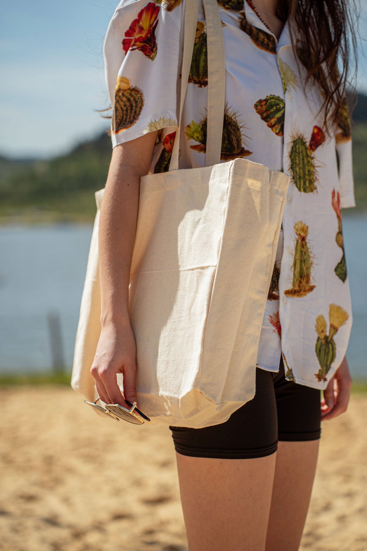 Baumwolltasche Ecru 450+120x120x350 mm Griff: 70 cm