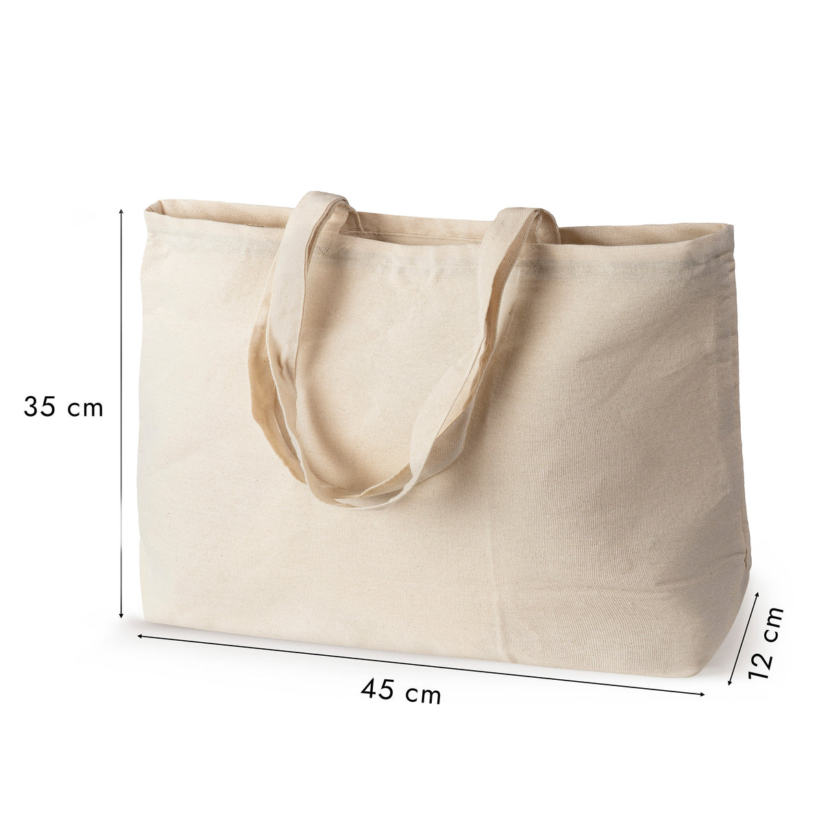 Baumwolltasche Einkaufstasche Ecru 450x120x350 mm 280 g Griff: 70 cm