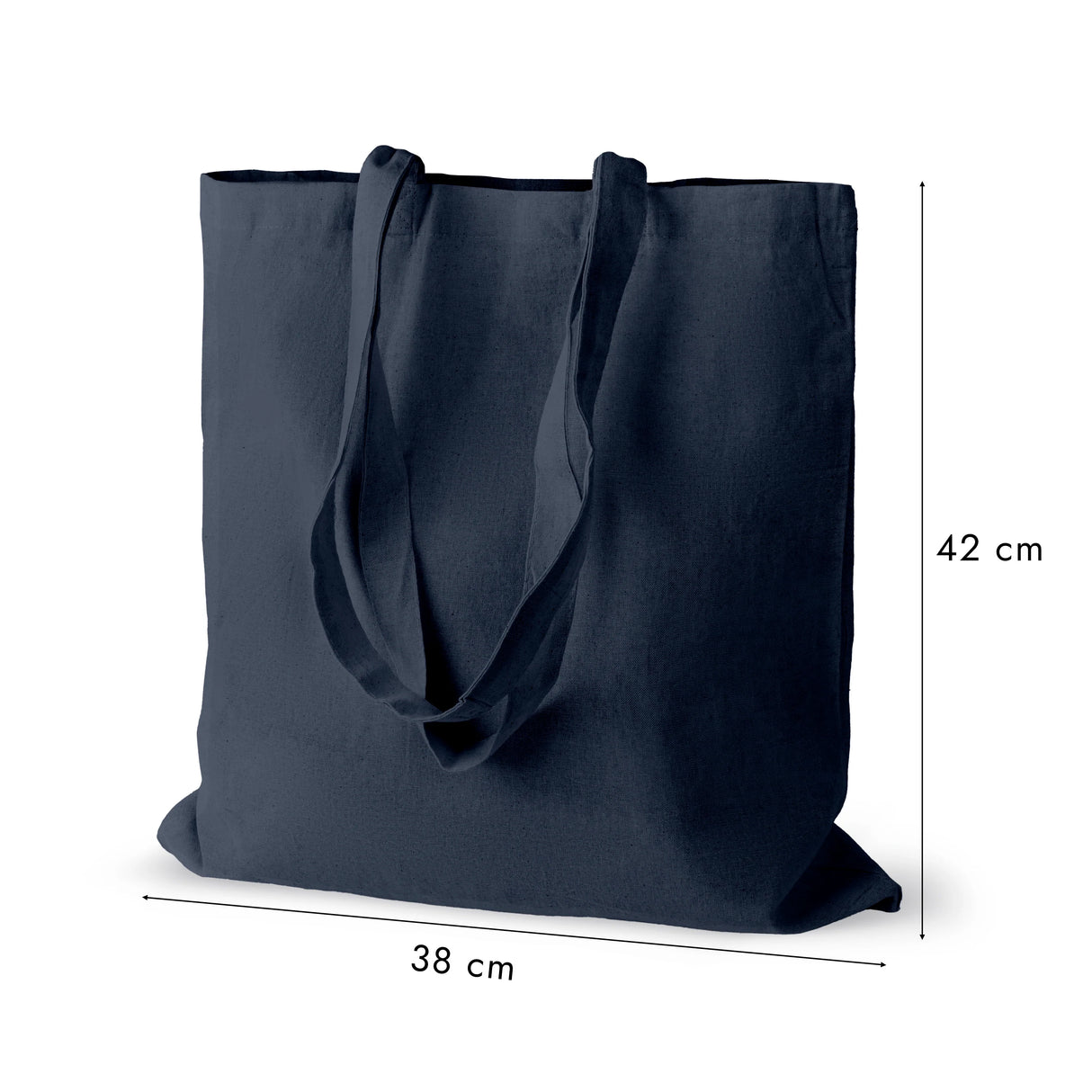 Baumwolltasche Dunkelblau 380×420 mm 220 g Griff: 70 cm