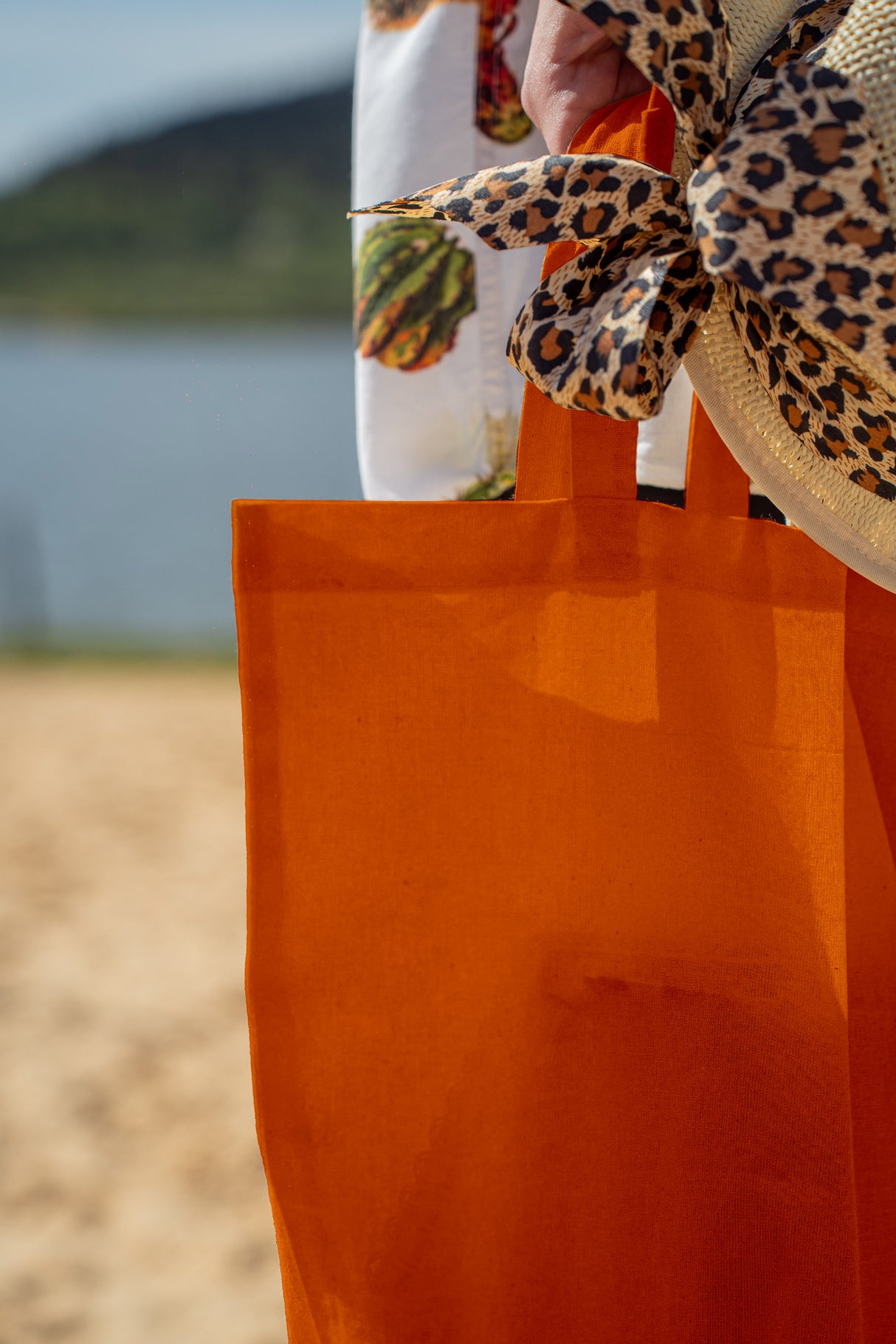 Baumwolltasche Orange 380x420 mm 125 g Griff: 70 cm