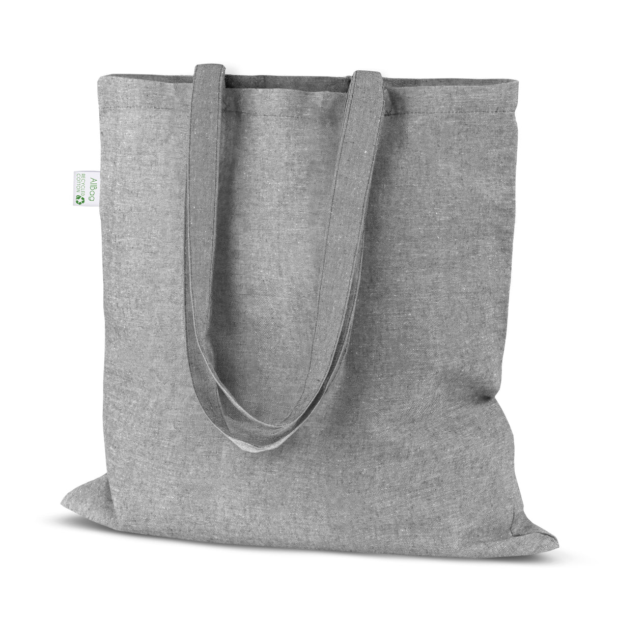 Baumwolltasche Grau Recycling 380x420 mm 145 g Griff: 70 cm