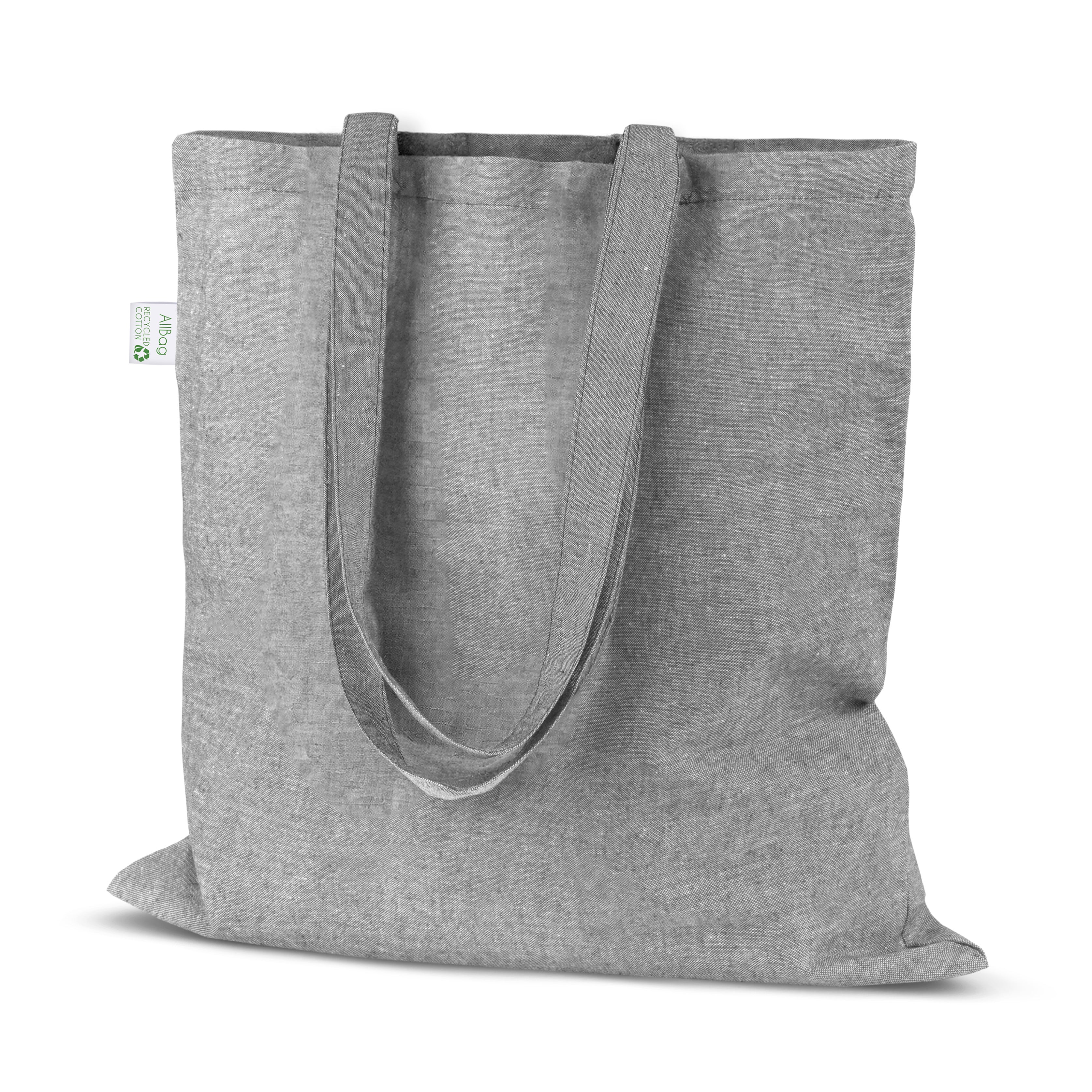 Baumwolltasche Grau Recycling 380x420 mm 145 g Griff: 70 cm