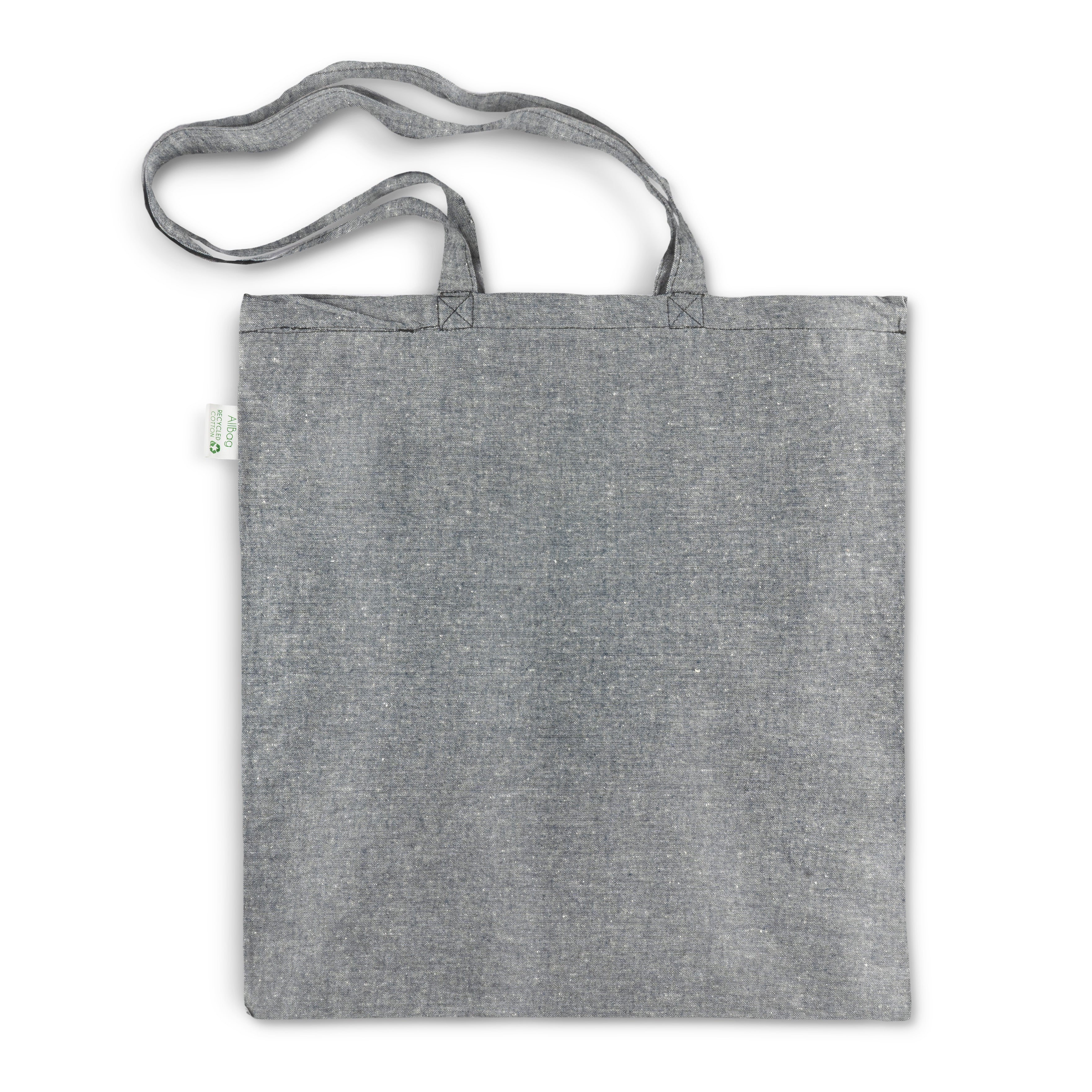 Baumwolltasche Grau Recycling 380x420 mm 145 g Griff: 70 cm