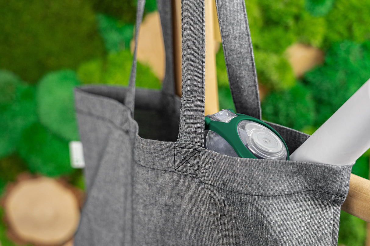 Baumwolltasche Grau Recycling 380x420 mm 145 g Griff: 70 cm