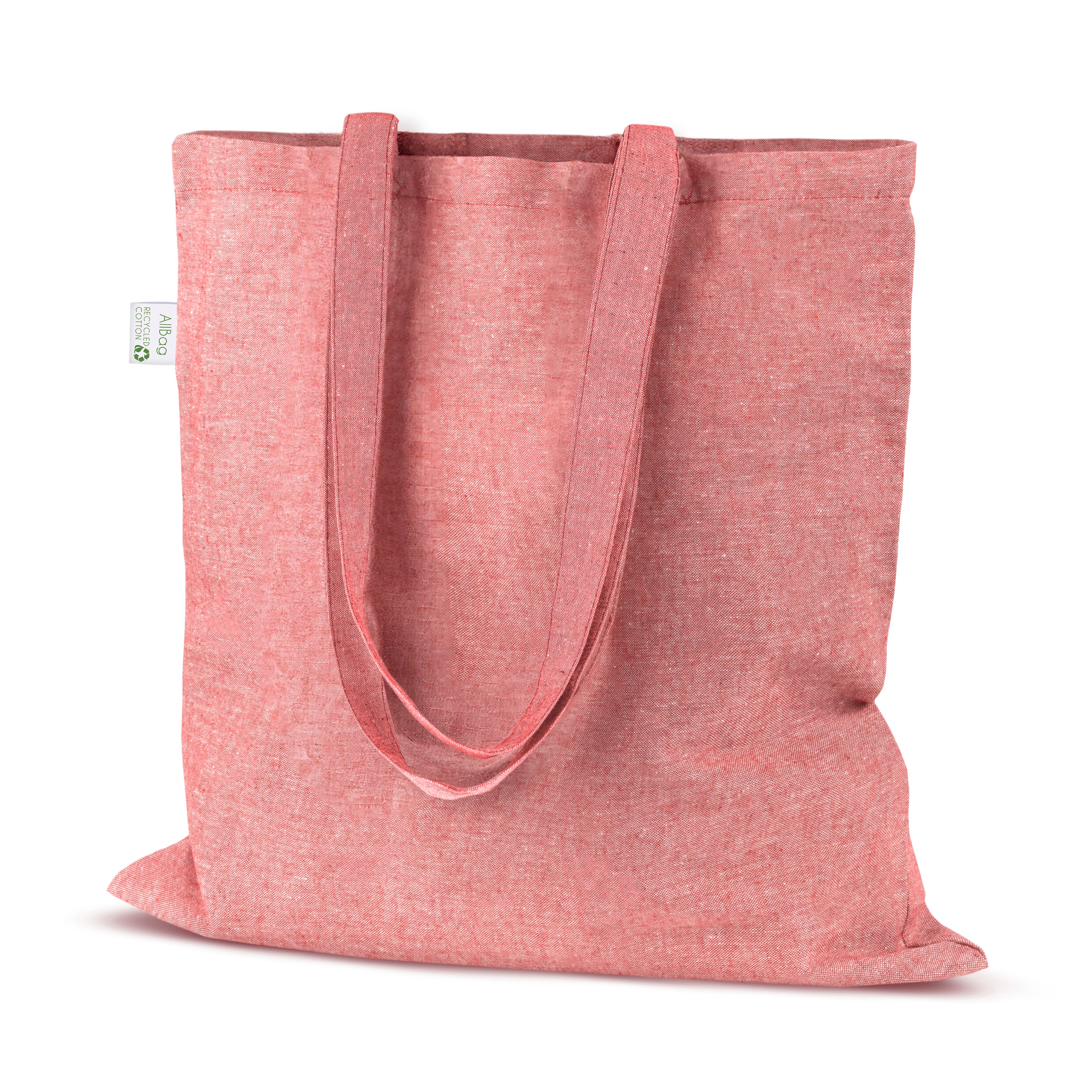 Baumwolltasche Rot Recycling - 380x420 mm 145 g Griff: 70 cm