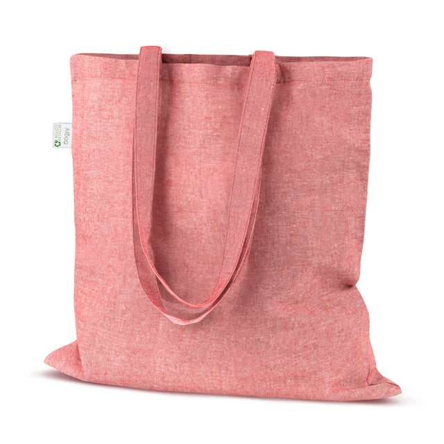 Baumwolltasche Rot Recycling - 380x420 mm 145 g Griff: 70 cm