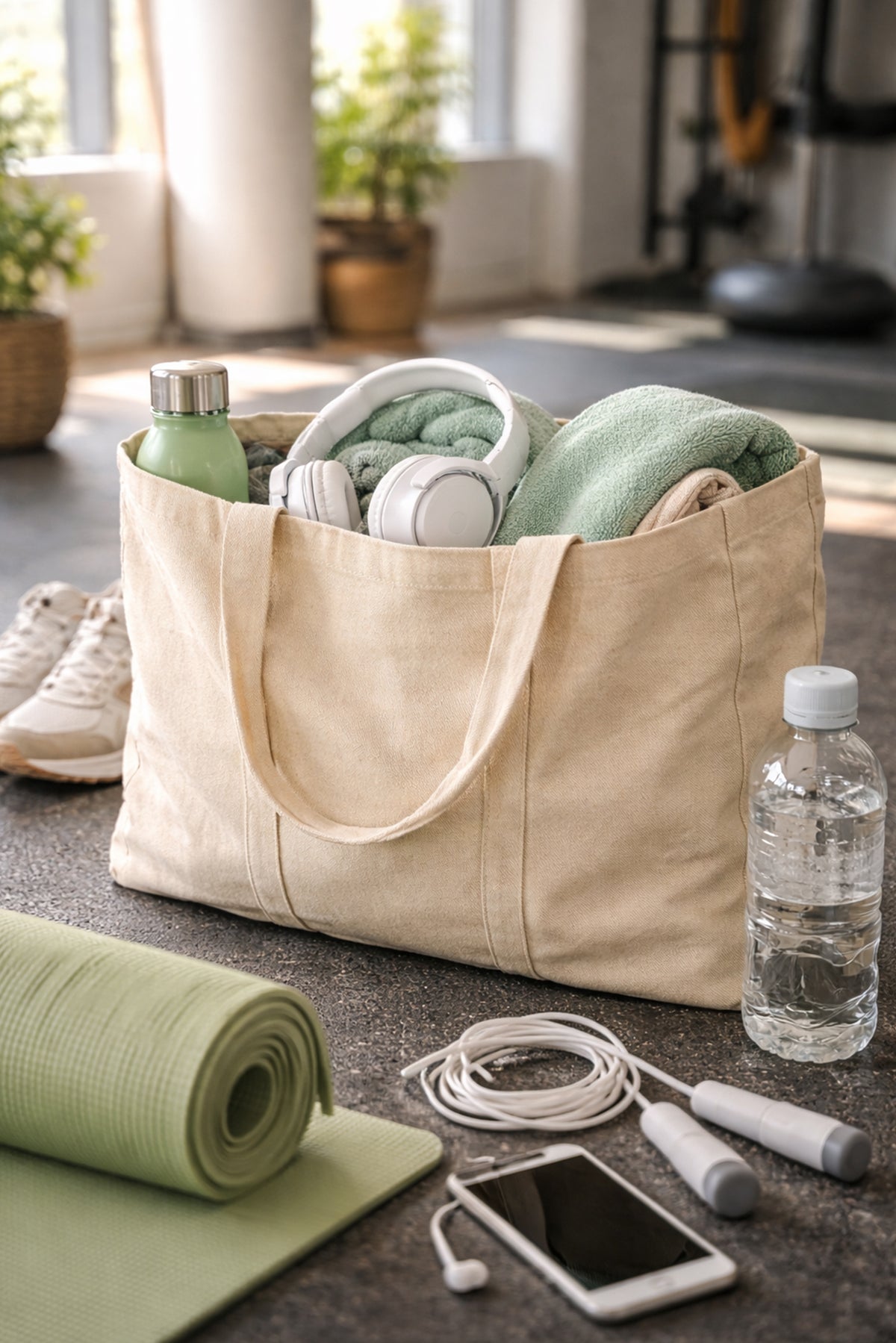 Baumwolltasche 60 x 10 x 10 x 37 cm, 320 g/m², natur, mit Innentasche