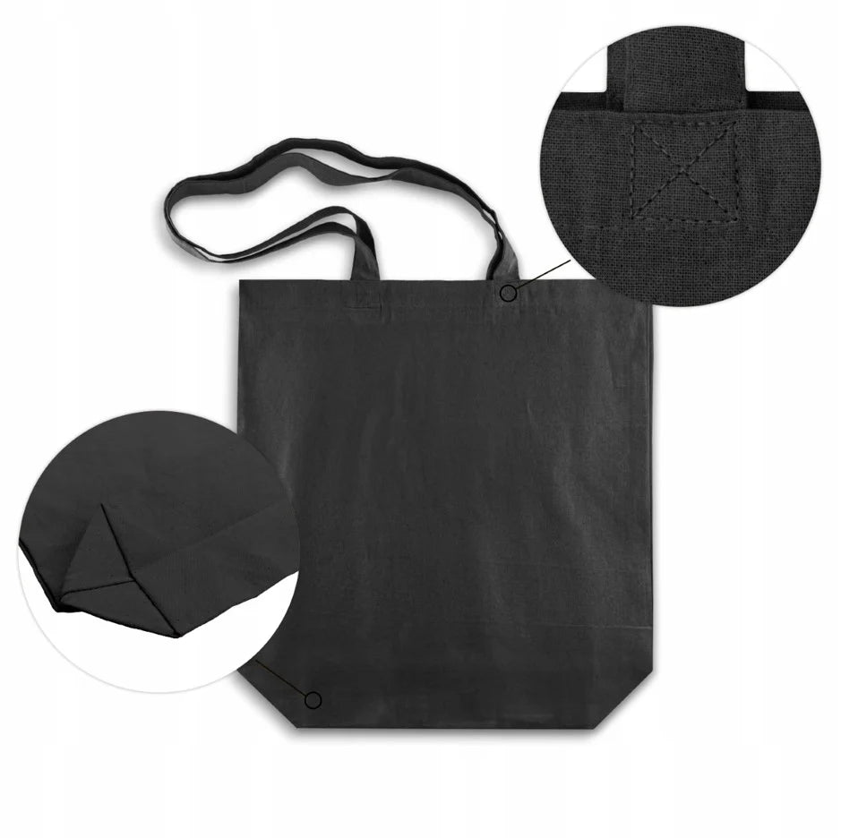 Baumwolltasche Schwarz mit langem Griff 38x12x35cm