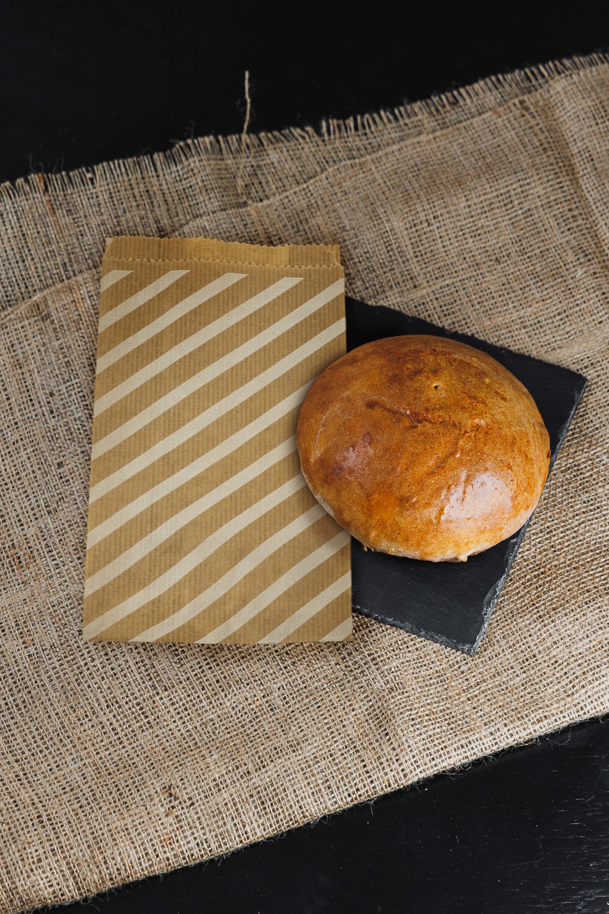 Faltenbeutel 120×210 mm gestreift – Braun – 25 Stück