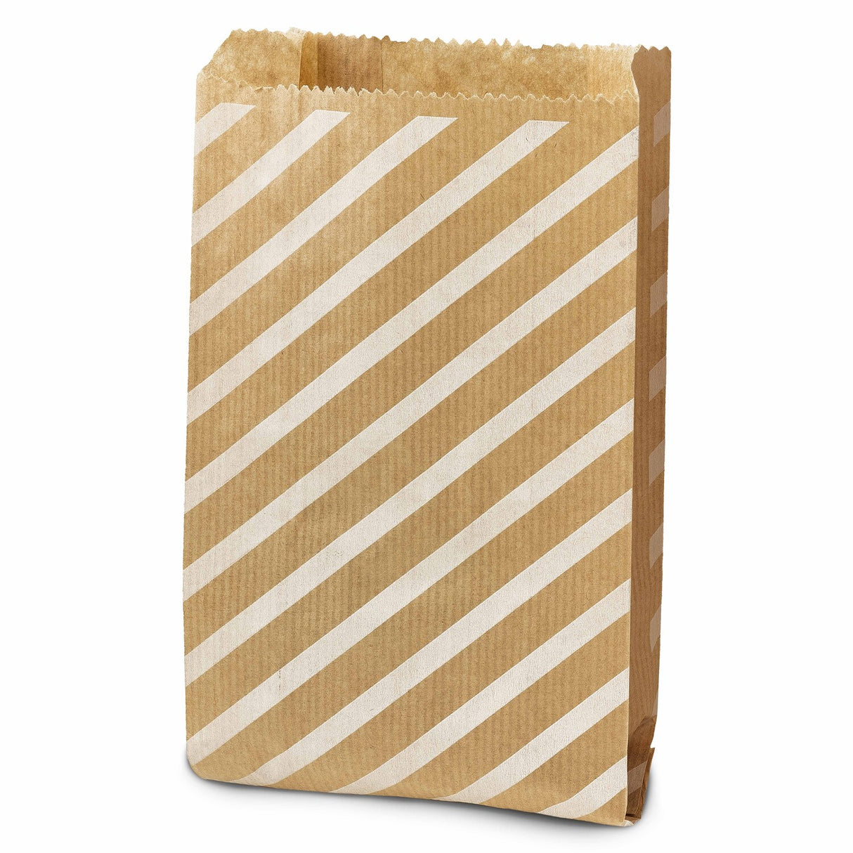 Faltenbeutel 120×210 mm gestreift – Braun – 25 Stück