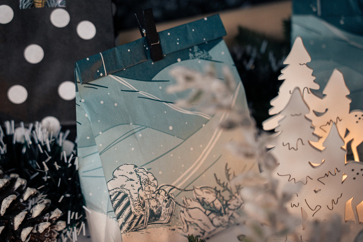 Weihnachts-Papiertüten 120x50x220mm Weihnachtsbaum 10St.