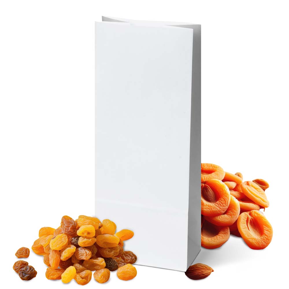 Papiertüten ohne Griff - Weiß - 100x70x260mm - 1000 Stück