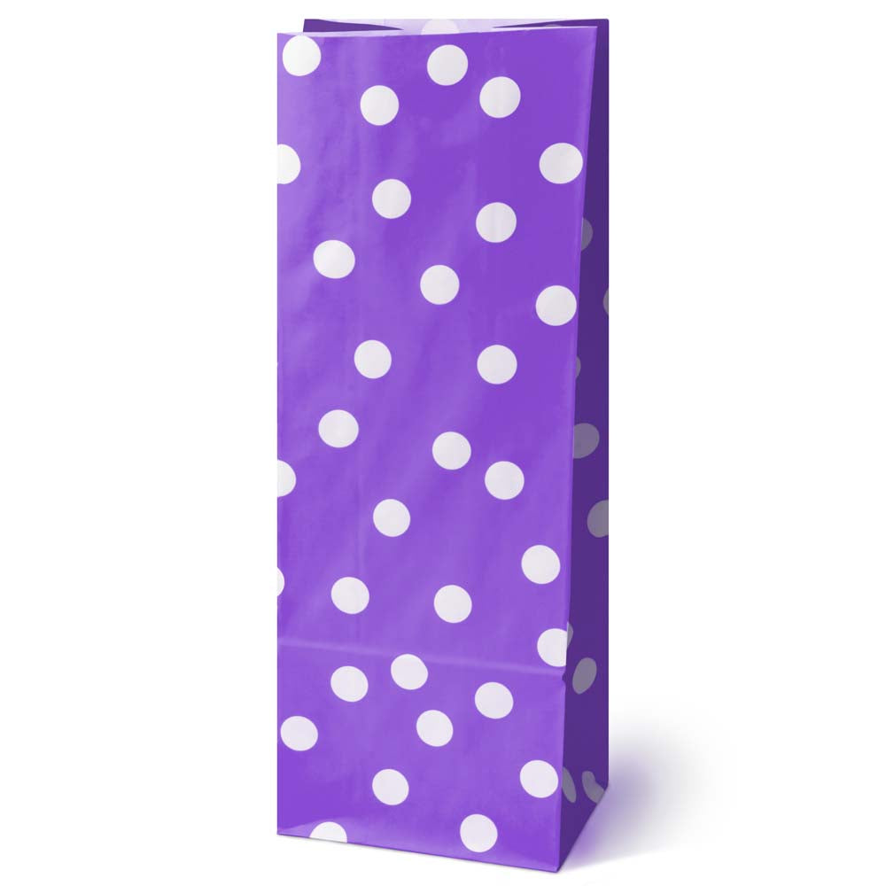 Papiertüten ohne Griff 100x70x280mm mit Tupfen - Violett - 10 Stück