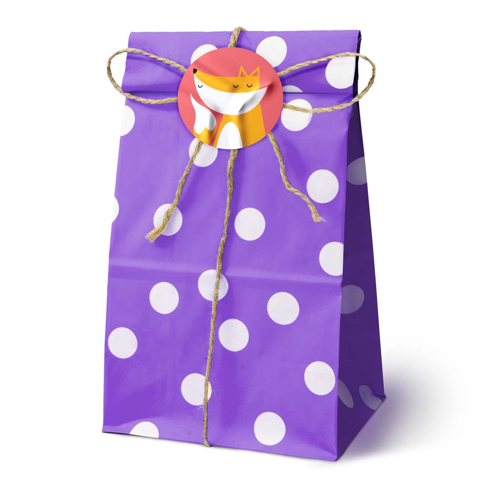 Papiertüten ohne Griff 100x70x280mm mit Tupfen - Violett - 10 Stück