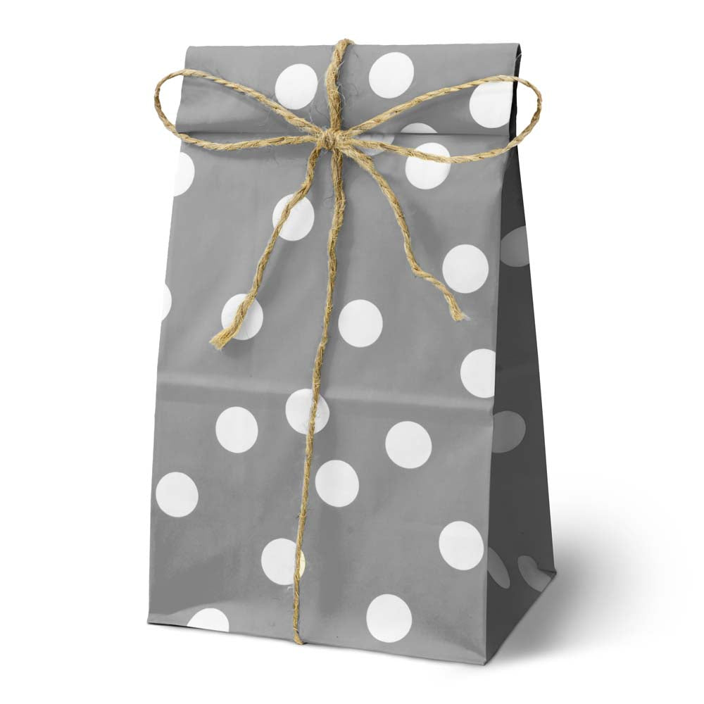 Papiertüten ohne Griff 100x70x280 mm mit Tupfen -Grau - 10 Stück