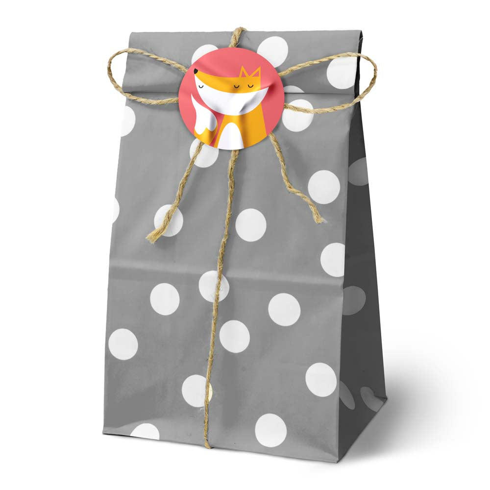 Papiertüten ohne Griff 100x70x280 mm mit Tupfen -Grau - 10 Stück