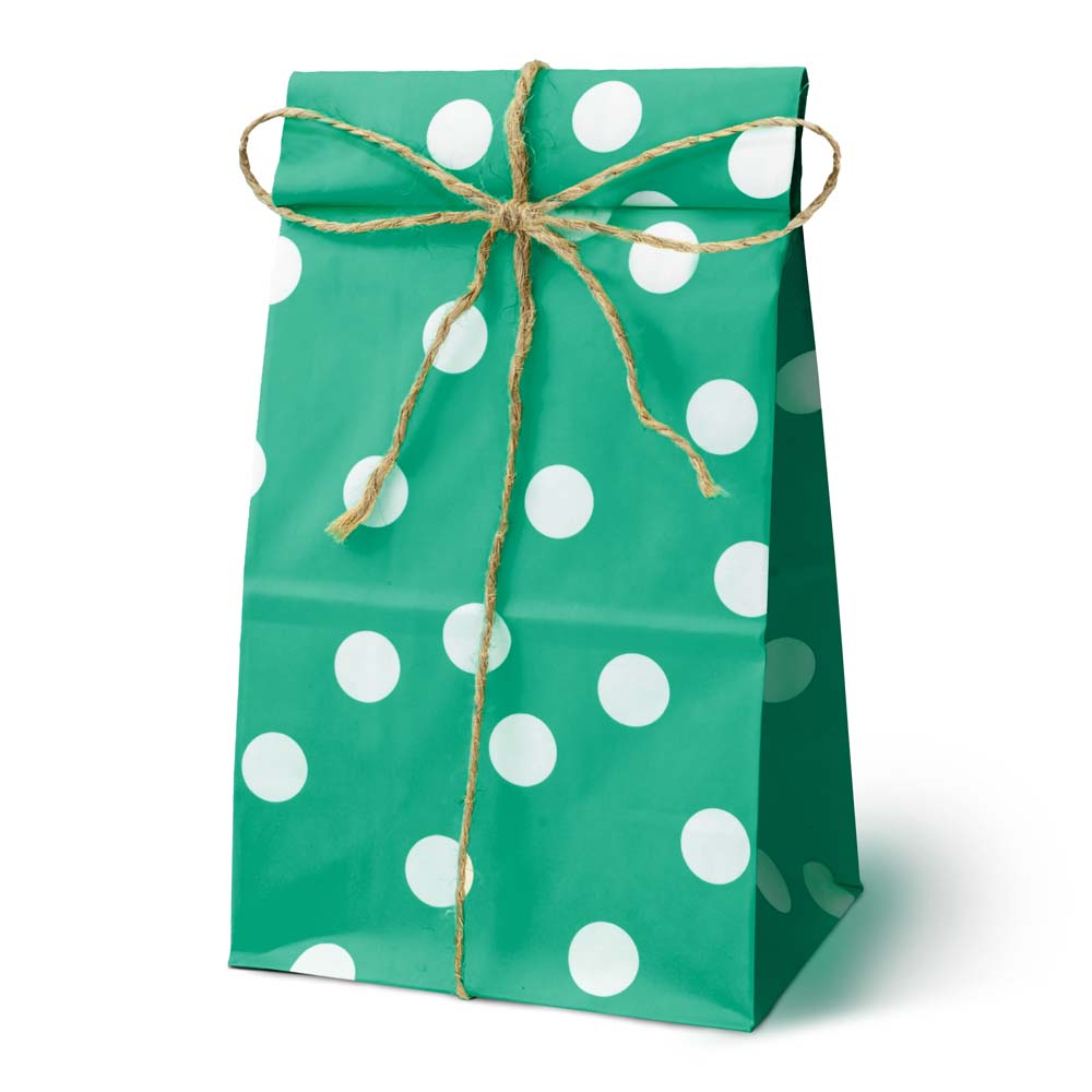 Papiertüten ohne Griff 100x70x280mm mit Tupfen - Grün - 10 Stück