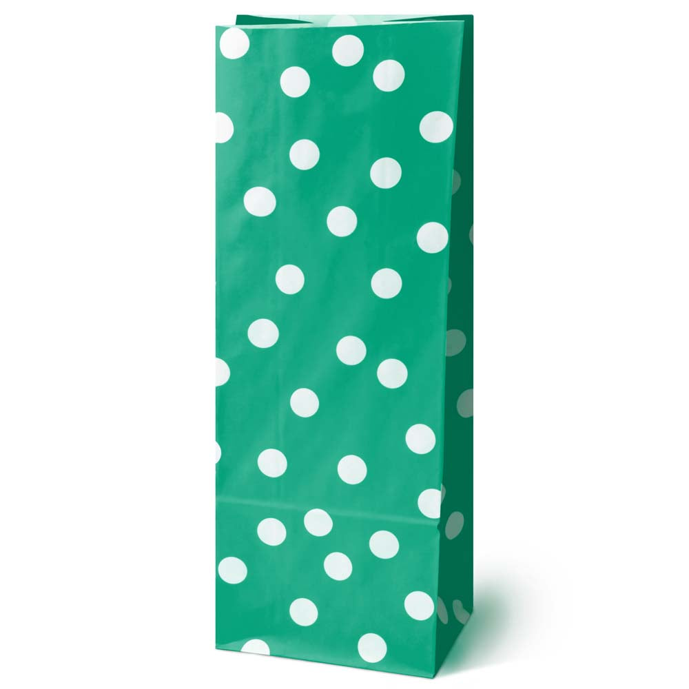 Papiertüten ohne Griff 100x70x280mm mit Tupfen - Grün - 10 Stück