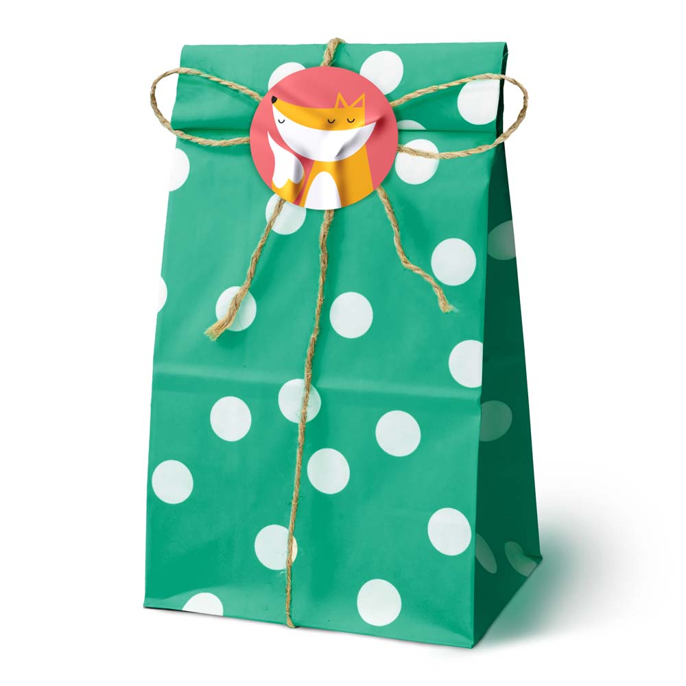 Papiertüten ohne Griff 100x70x280mm mit Tupfen - Grün - 10 Stück