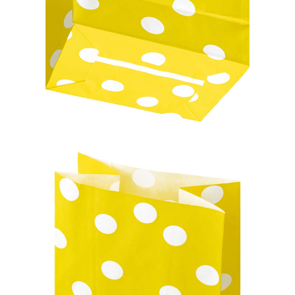 Papiertüten ohne Griff 100x70x280mm mit Tupfen - Gelb - 10 Stück