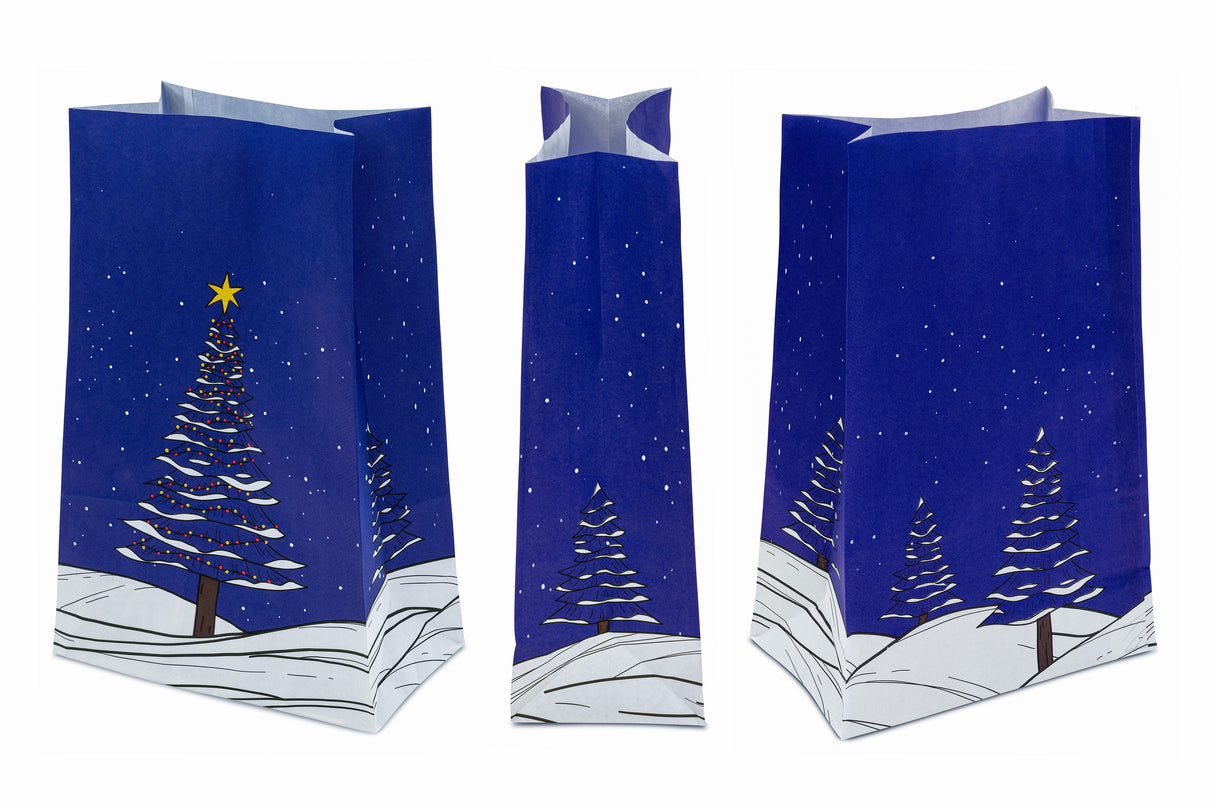 Weihnachtspapiertüte 160x80x270mm Weihnachtsbaum