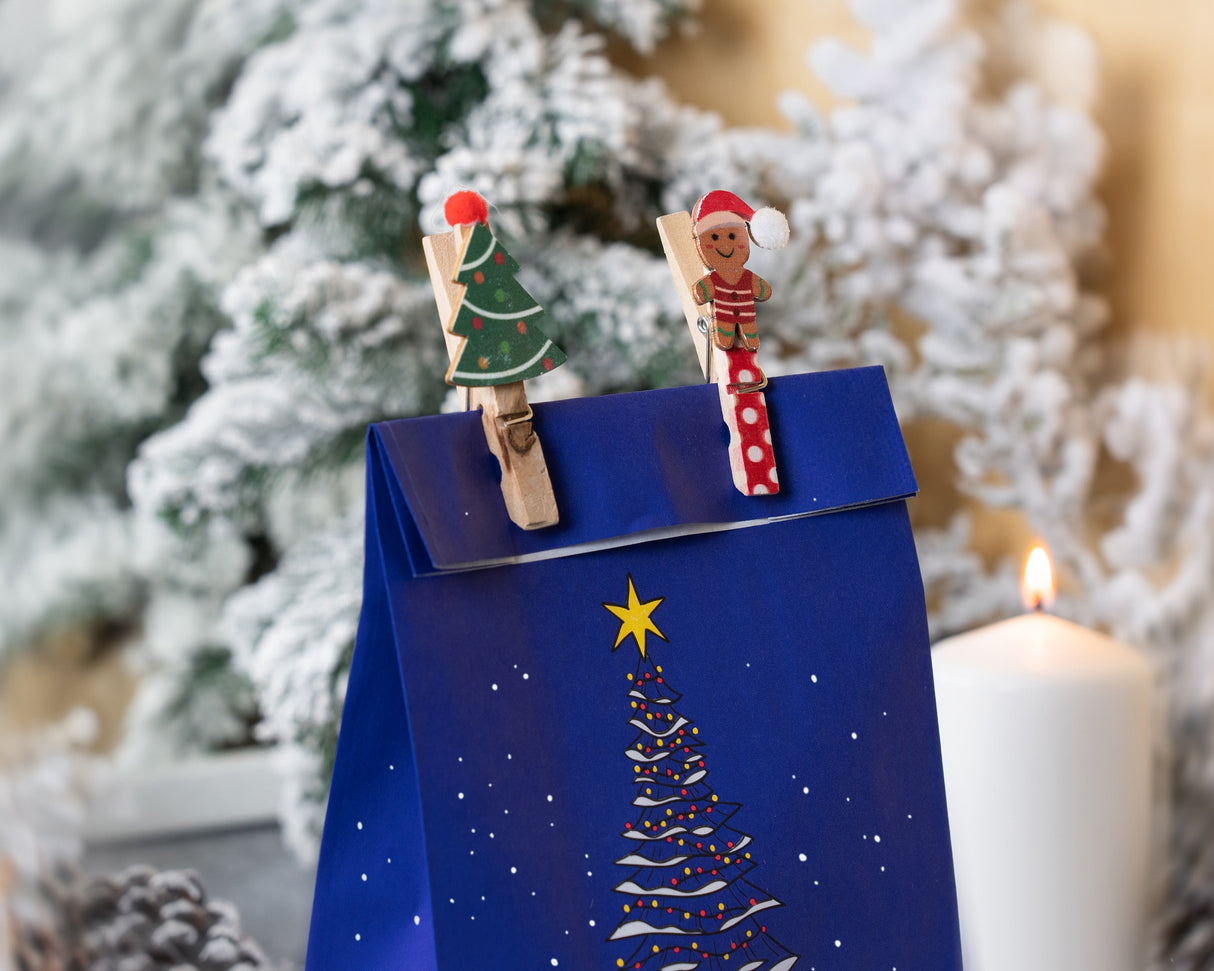 Weihnachtspapiertüte 160x80x270mm Weihnachtsbaum