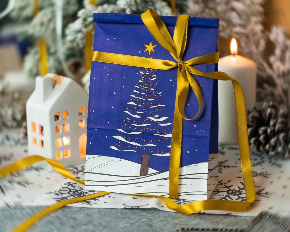 Weihnachtspapiertüte 160x80x270mm Weihnachtsbaum