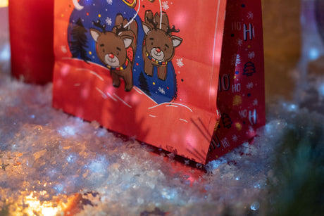 Wir wünschen Ihnen frohe Weihnachten rote Papiertüte 160x80x270mm