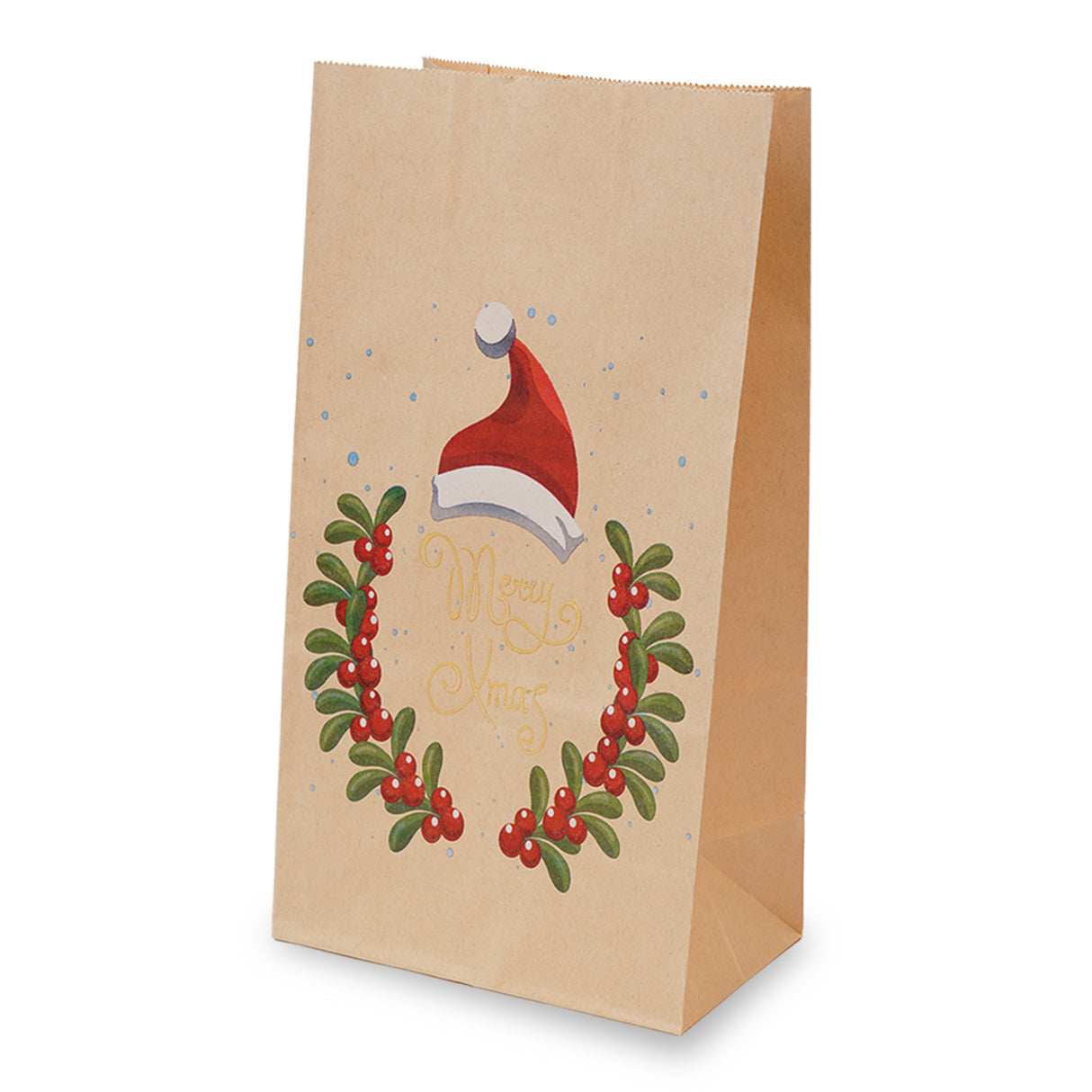 Papiertüte 240x80x13mm braun Weihnachtsmuster 4St.