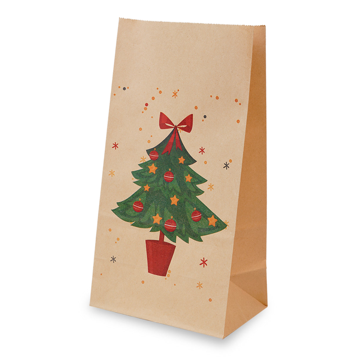 Papiertüte 240x80x13mm braun Weihnachtsmuster 4St.