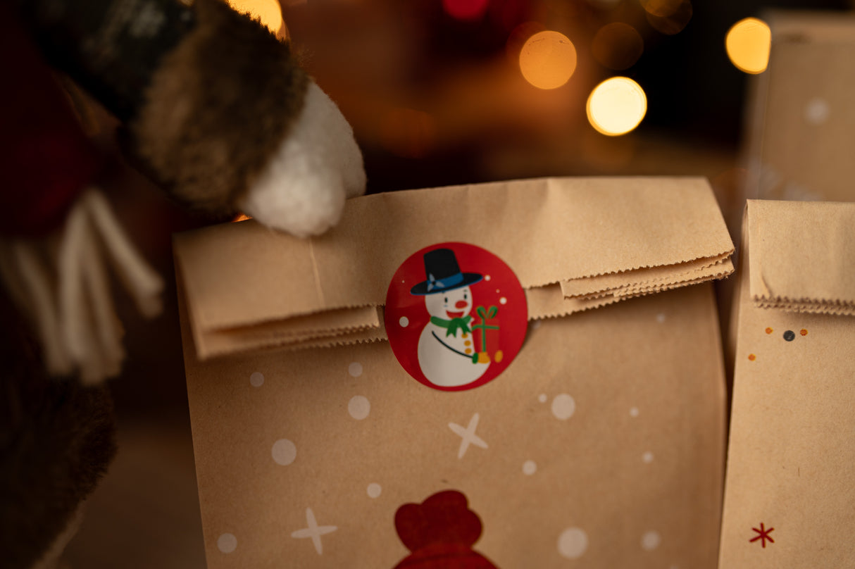 Papiertüte 240x80x13mm braun Weihnachtsmuster 4St.