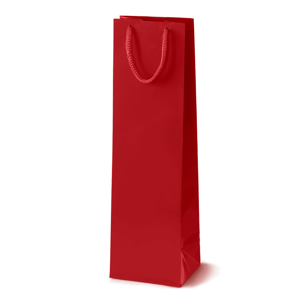 Laminierte Papiertragetasche mit PP-Kordel 11+9x40 cm, 170 g/m², rot