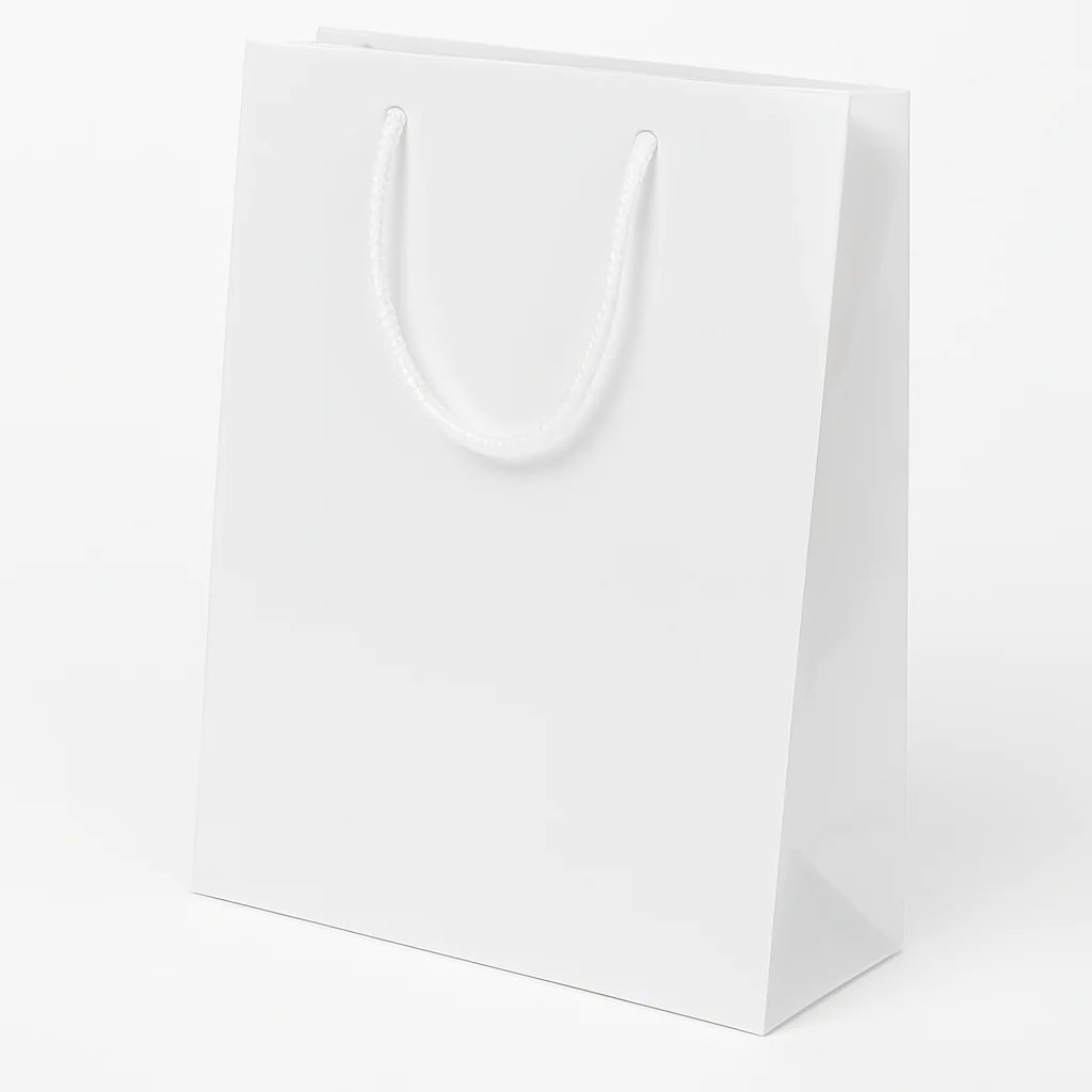 Laminierte Tasche mit Kordelgriff WEISS 240x90x320mm