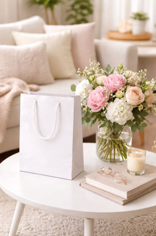 Laminierte Papiertüten Weiß 170x70x210 mm 190 g/m² 5 Stück