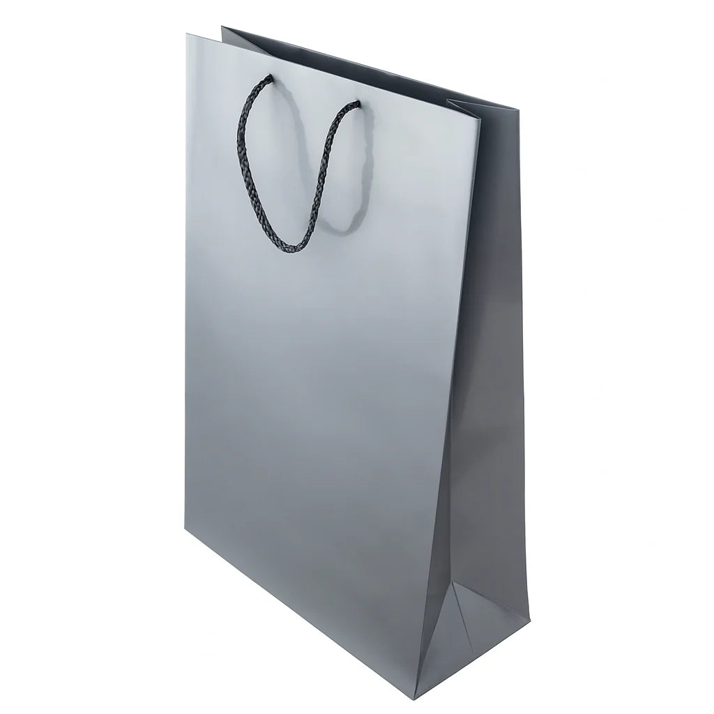 Papiertüten mit Schnurgriff 170x70x250mm Silber