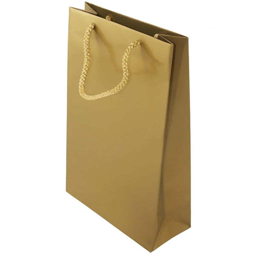 Papiertüten mit Schnurgriff 240x90x320mm Golden