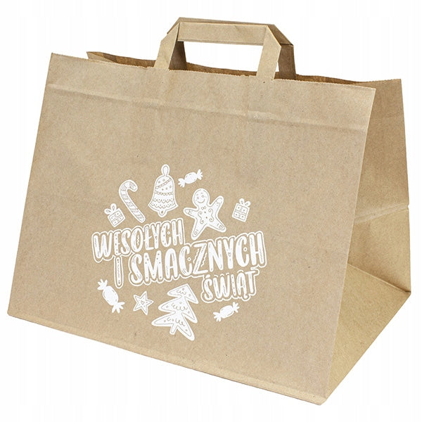 Papiertüte mit Flachhenkel 320x220x245 Braun 5St