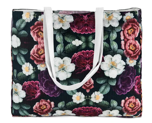Strandtasche OXFORD dunkle Blumen